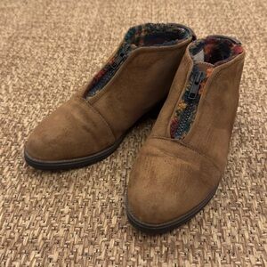 Vintage Hush Puppies Suede Plaid Sherpa Lined Ankle Boots with Zipper